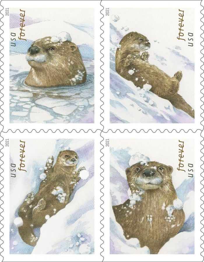 100 Forever Stamps 2021 Otters in Snow First-Class Mail Forever Postage Stamps 5 Booklets (20PCS/Booklet)