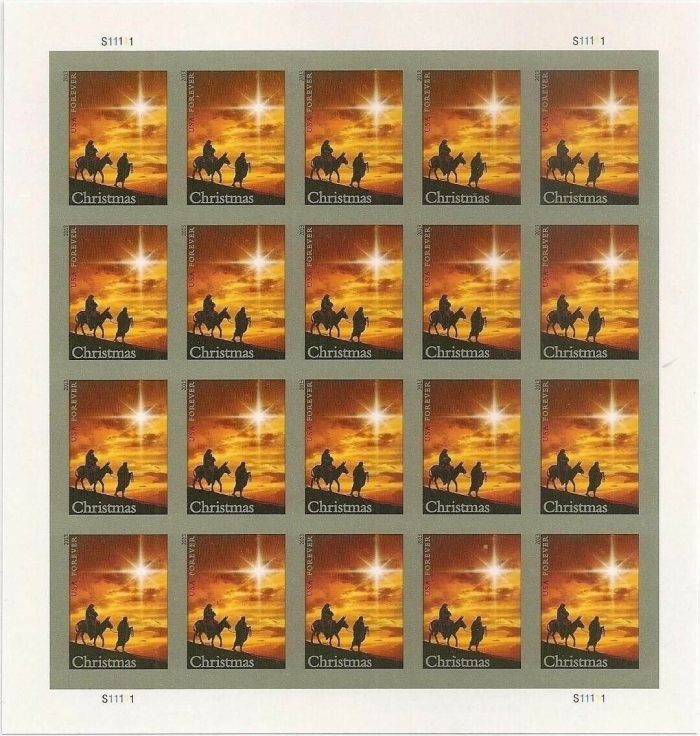 100 USPS Christmas Holy Family Sheet of 20 Current Rate Postage Postage Stamps  5 Booklets (20PCS/Booklet) - Image 2