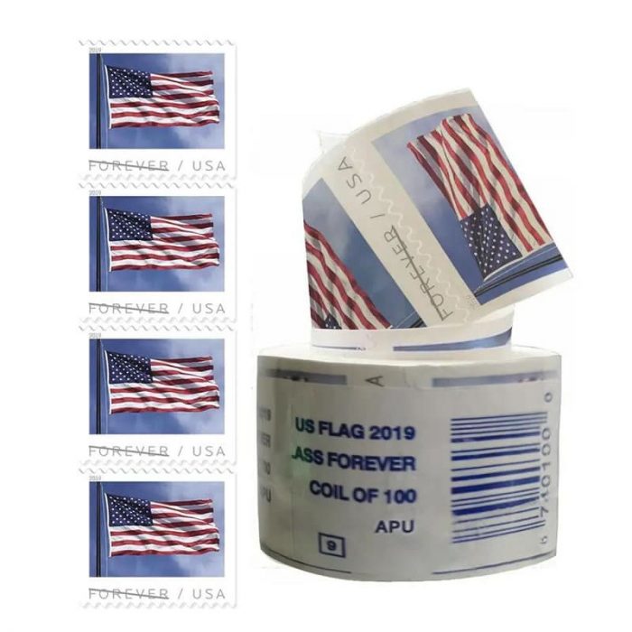 100 Forever Stamps 2019 U.S. Flag USPS First-Class Postage Stamps 1 Coil of 100 PCS/Roll - Image 2