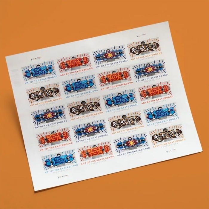 100 Forever Stamps 2023 USPS First-Class Art of the Skateboard Postage 5 Booklets (20PCS/Booklet) - Image 4