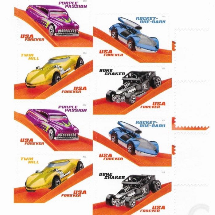 100 USPS Hot Wheels 50th Anniversary - Sheet of 20 First Class Forever Stamps