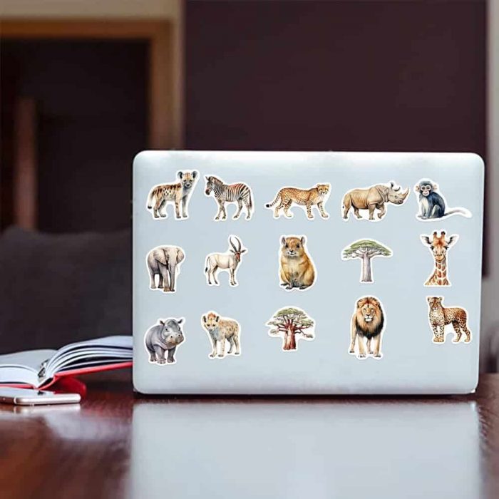 African Animals Stickers for Hydroflask Laptop Phone Scrapbooking Skateboard Cute Vinyl Stickers Pack - Image 4