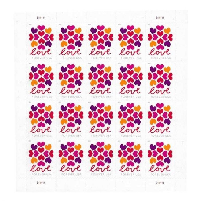 100 USPS HEARTS BLOSSOM LOVE (2019) Forever Stamps - Book of 20 Postage Stamps