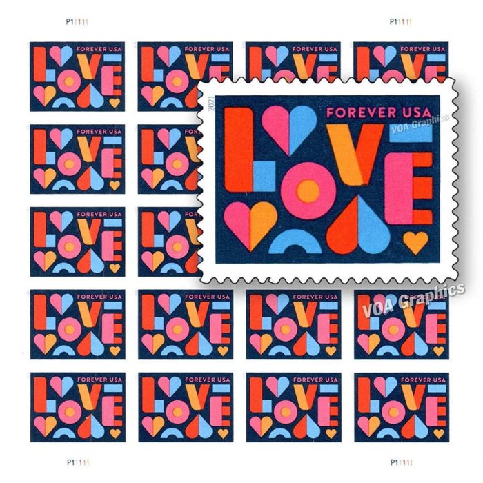 100 USPS LOVE 2021 Forever Stamps - Booklet of 20 Postage Stamps - Image 3