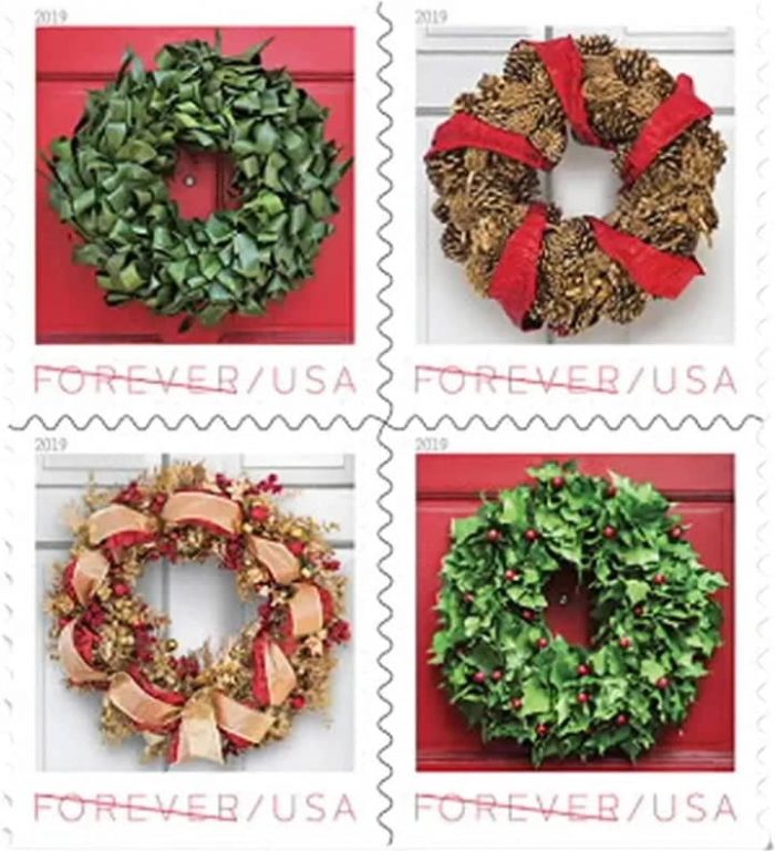 100 USPS USPS Holiday Wreaths 2019 Forever Stamps - Booklet of 20 Postage Stamps(20PCS/Booklet)