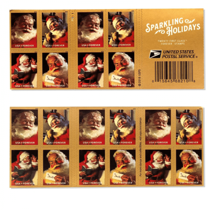 100 USPS Christmas Sparkling Holiday 2018 Forever Stamps - Booklet of 20 Postage Stamps - Image 2