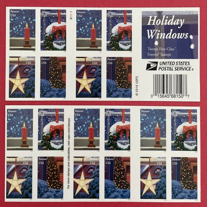 100 USPS Contemporary Christmas: Holiday Windows 2016 Forever Stamps - Booklet of 20 Postage Stamps - Image 3