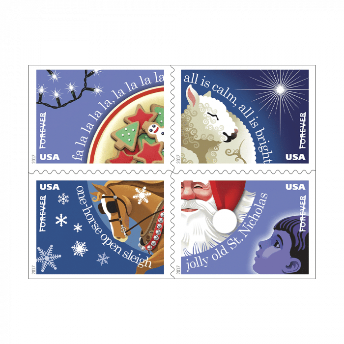 100 USPS 2017 USPS Christmas Carols Booklet Forever Stamps 5 Booklets (20PCS/Booklet)