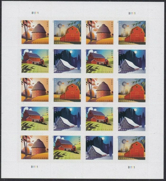 100 USPS Barn POSTCARD 2021 Forever Postage Stamps - Book of 20 Postage Stamps - Image 2