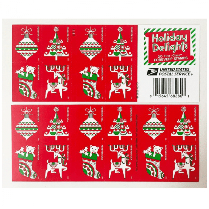 100 USPS Holiday Delights 2020 Forever Stamps - Booklet of 20 Postage Stamps - Image 3